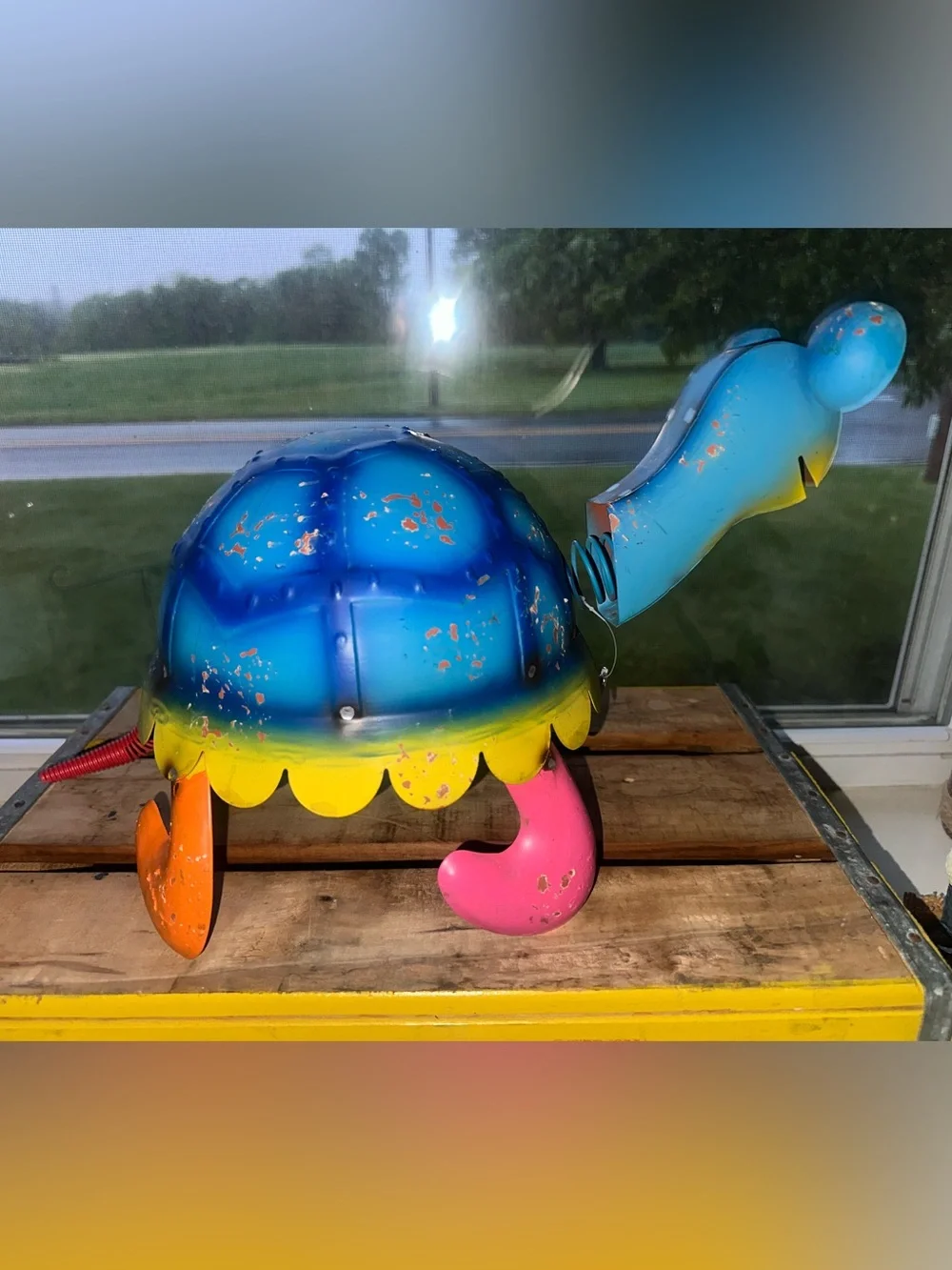Springy Metal Sea Turtle Statue with Bobbling Head ~New ~ Indoor/Outdoor - Picture 5 of 5